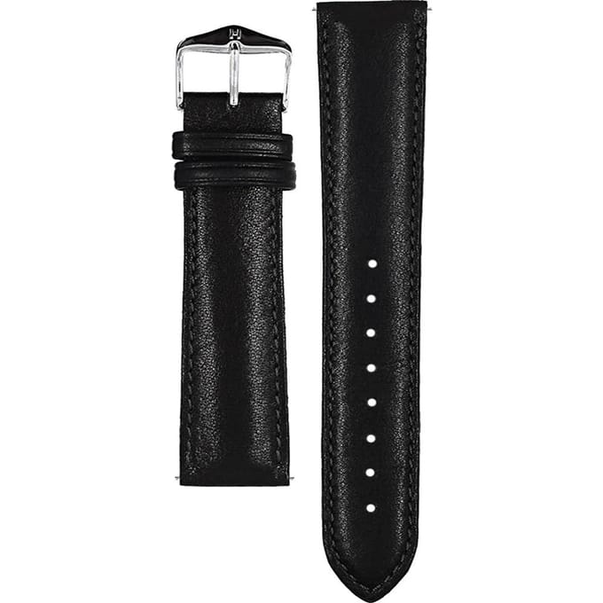 Hirsch Horlogeband -  Merino Zwart - Leer - 22mm