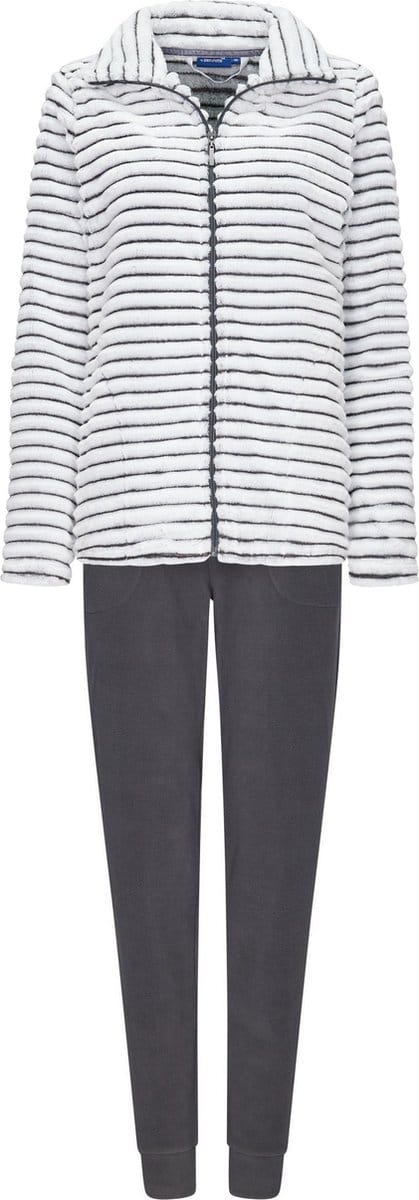 Rebelle dames huispak fleece - maat 44 - Schaduwstreep - grijs