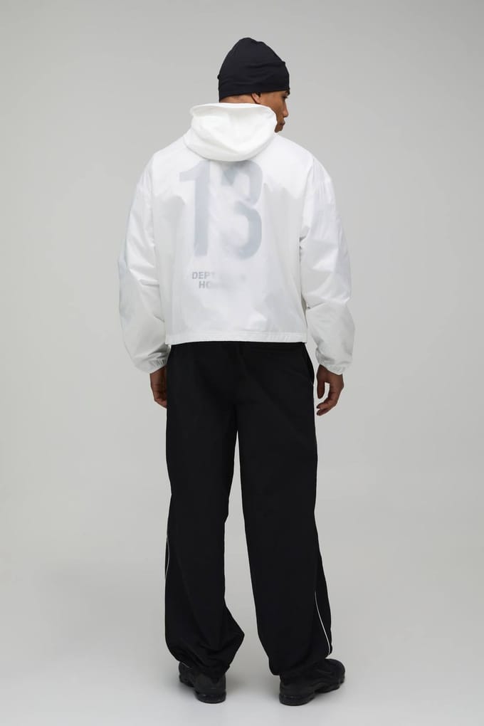 Relaxed Fit Nylon Broek Met Elastische Voorkant Binding En Trekkoord Zoom | Black | Size Small