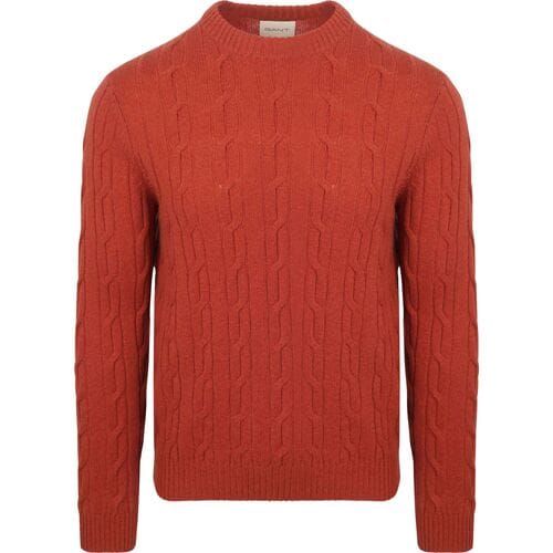 Gant Pullover Crewneck Lambswool Cable Modern Rust - Maat XXL - Heren - Pullovers