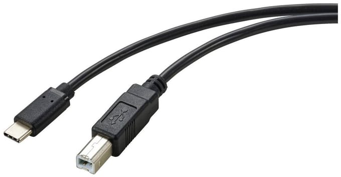 Renkforce RF-5720420 USB-kabel USB 2.0 USB-C stekker, USB-B stekker 2.00 m Zwart Afscherming totaal