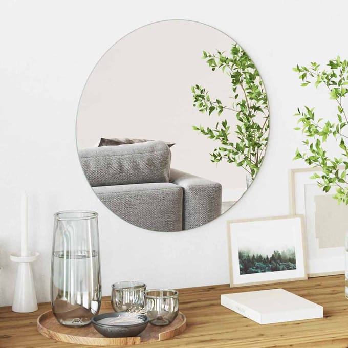 vidaXL - Wandspiegel - Rond - Ø - 50 - cm - gehard - glas