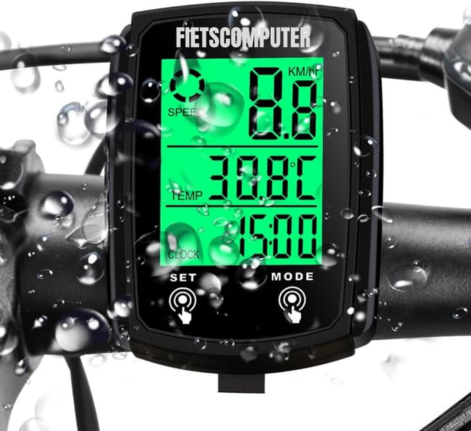 RONN® Kilometerteller Fiets - Kilometerteller - Zwart - 14cm x 9cm x 3cm