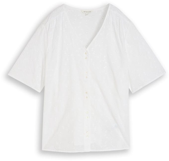 Tom Tailor - Plus Size - Blouse met opengewerkte borduursels - Maat 54 - White