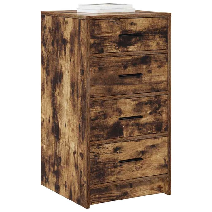 vidaXL - Dressoir - Gerookt - eiken - 40 - x - 41 - x - 75 - cm - Bewerkt - hout