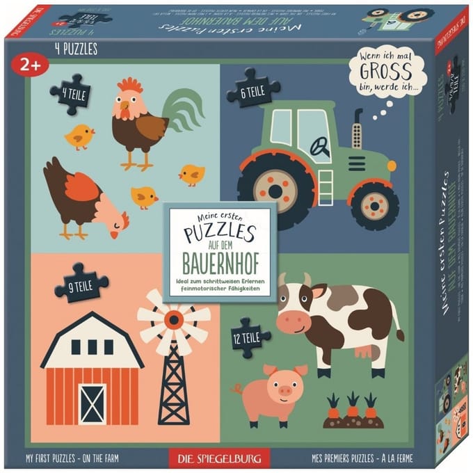 4 puzzels, tractor boerderij thema - Die Spiegelburg