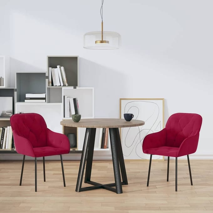 vidaXL - Eetkamerstoelen - 2 - st - fluweel - wijnrood