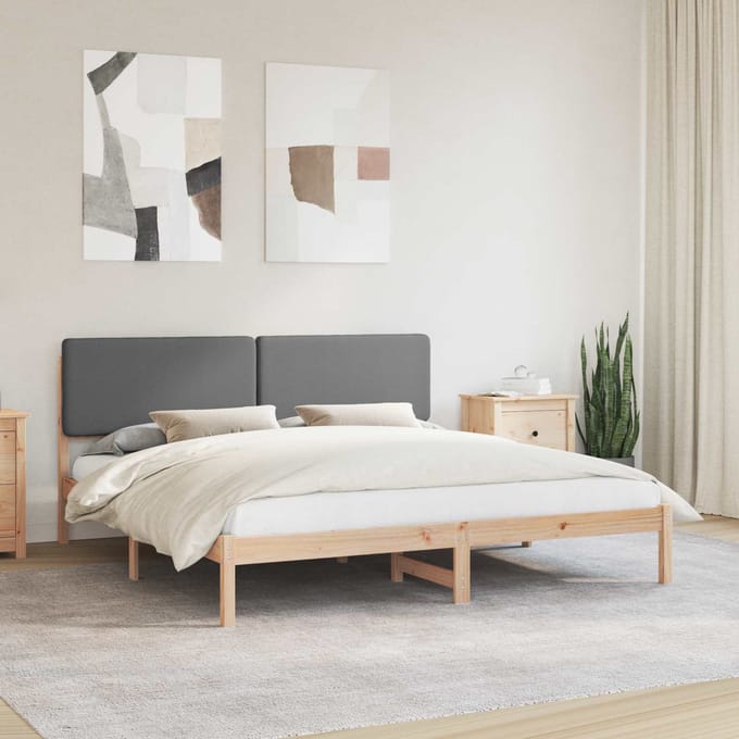 vidaXL - Bedframe - met - Gevoerde - Hoofdbord - Donkergrijs - 200 - x - 200 - cm