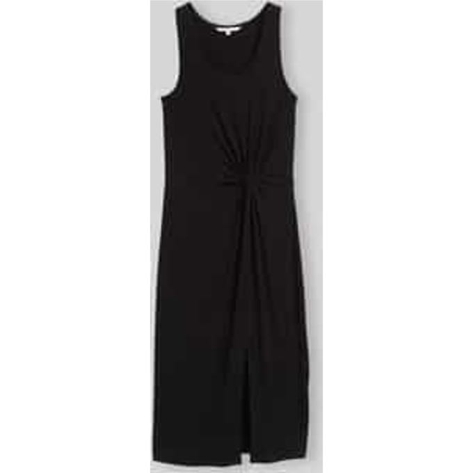 Tom Tailor Denim - Getailleerde midi-jurk met knoopdetail - Maat M - deep black