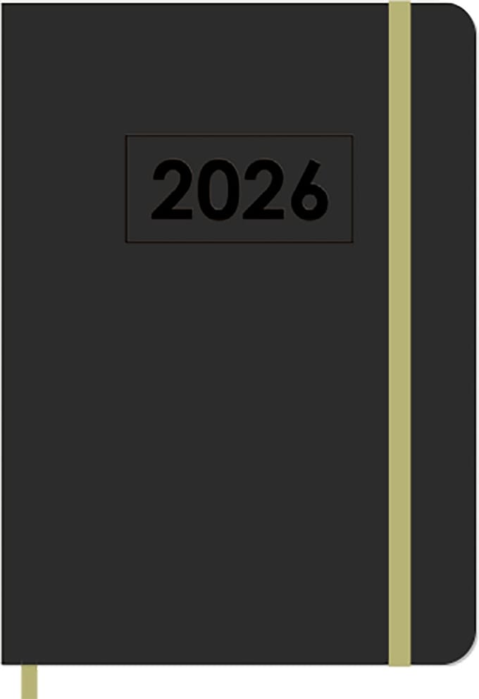 MGPcards - A5 Agenda 2026 - Sluiting Elastiek - Weekoverzicht 1w/2p - Zwart + Groen elastiek - Ruime vakken - 14,8 x 21 cm