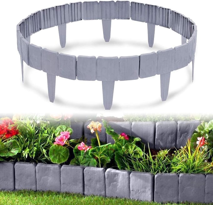 Gazonrand Steenlook - Bloembedrand Omranding - Tuin Afscheiden - Eenvoudige Installatie - 20 Meter - Grijs