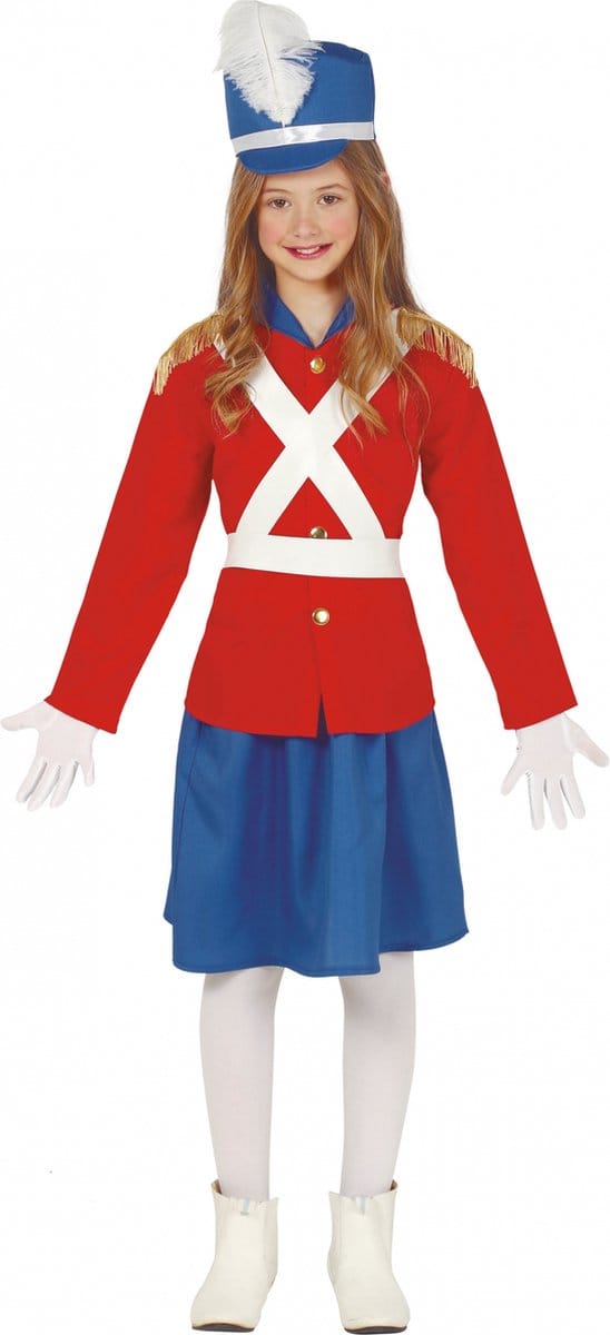 Fiestas Guirca Verkleedpak Soldaat Meisjes Rood/blauw Mt 3-4 Jaar
