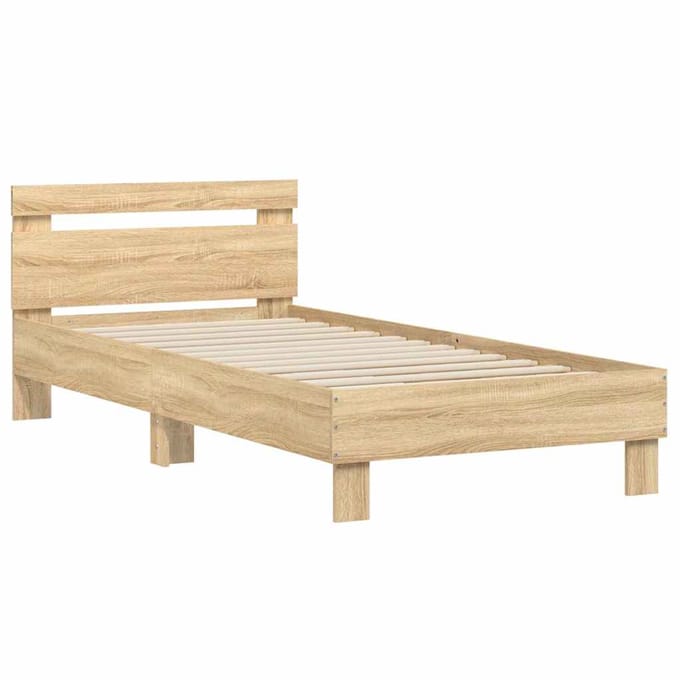 vidaXL - Bedframe - met - hoofdbord - zonder - matras - sonoma - eiken - 75x190 - cm
