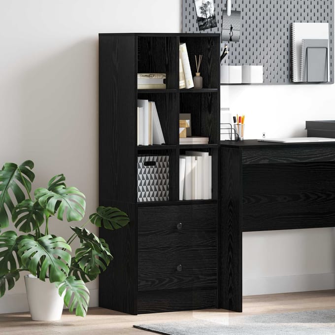 vidaXL - Highboard - met - lade - Zwart - Eiken - 45,5 - x - 34 - x - 127 - cm