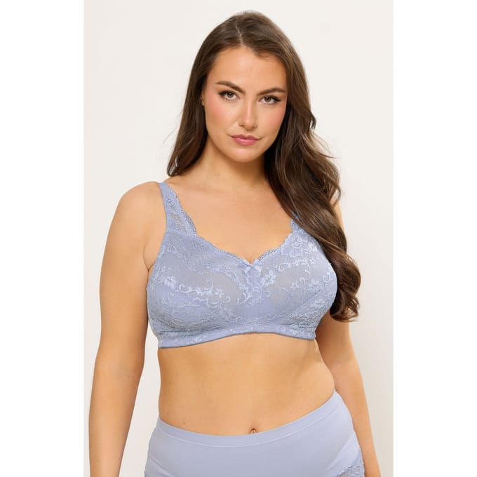 Yours Blauwe Ongevulde Beugelloze Bh Van Glanzend Kant Size 105E