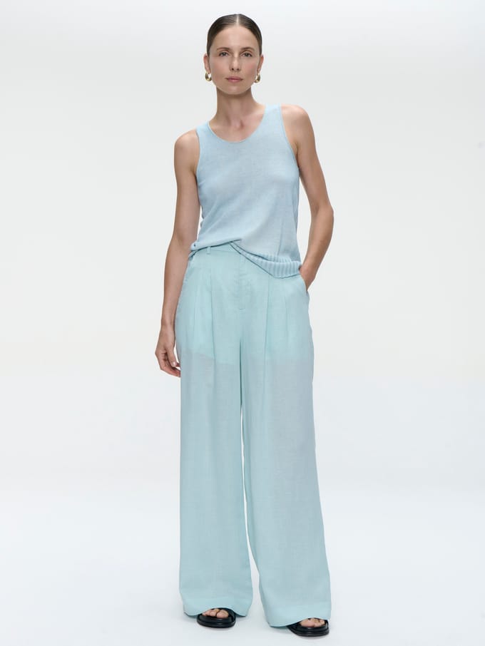 Hamako linnen mix pants | Aloe - Aloe / S