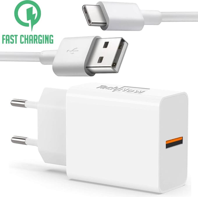 Snellader USB C Oplader - Adapter USB naar USB C Kabel - Universeel voor Telefoon / Tablet / Smartphone / GSM