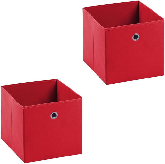 Stoffen doos ELA, set van 2 stuks, in rood