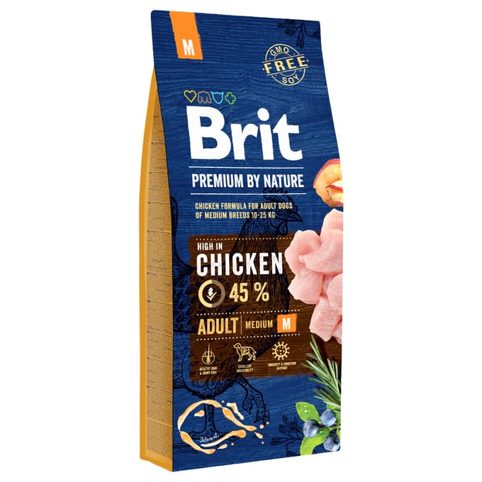 Voer Brit Premium by Nature Medium - Volwassen Appel Kip Maïs - 15 kg