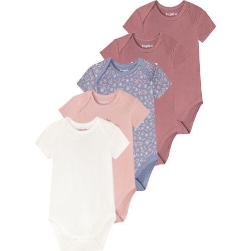 LUPILU 5 babyrompertjes (Oudroze/roze/grijs/wit, 50/56)
