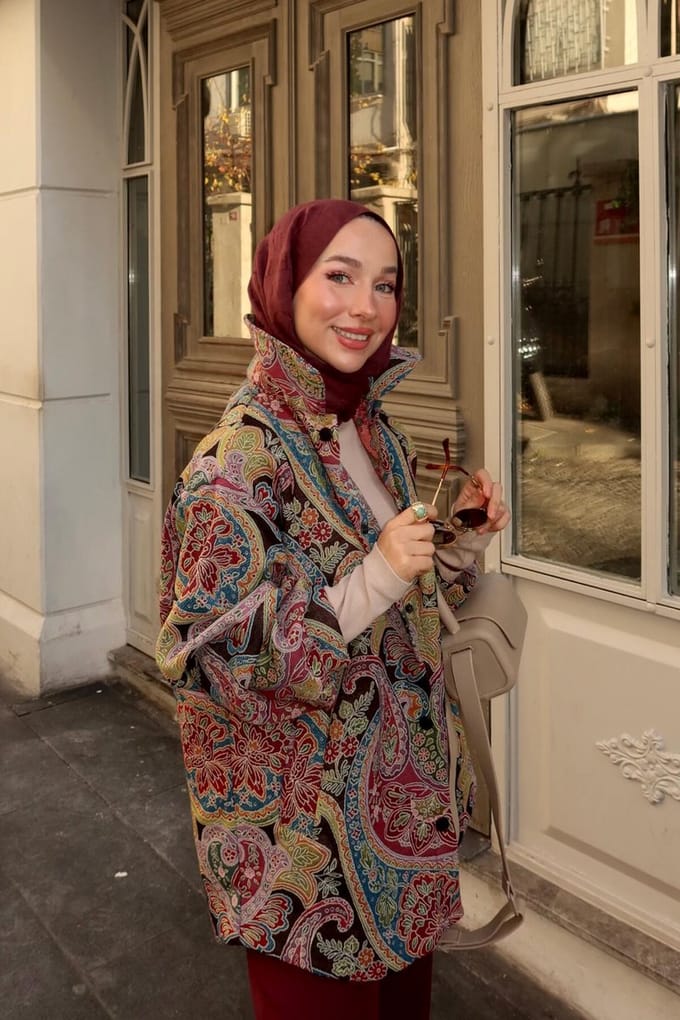 Touché Privé - Bomberjack met paisleyprint - Bordeaux - Dames