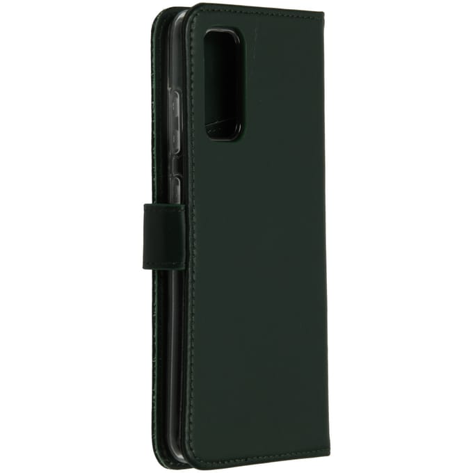 Selencia Hoesje - Geschikt voor Samsung Galaxy S20 - Echt Lederen Bookcase - Groen