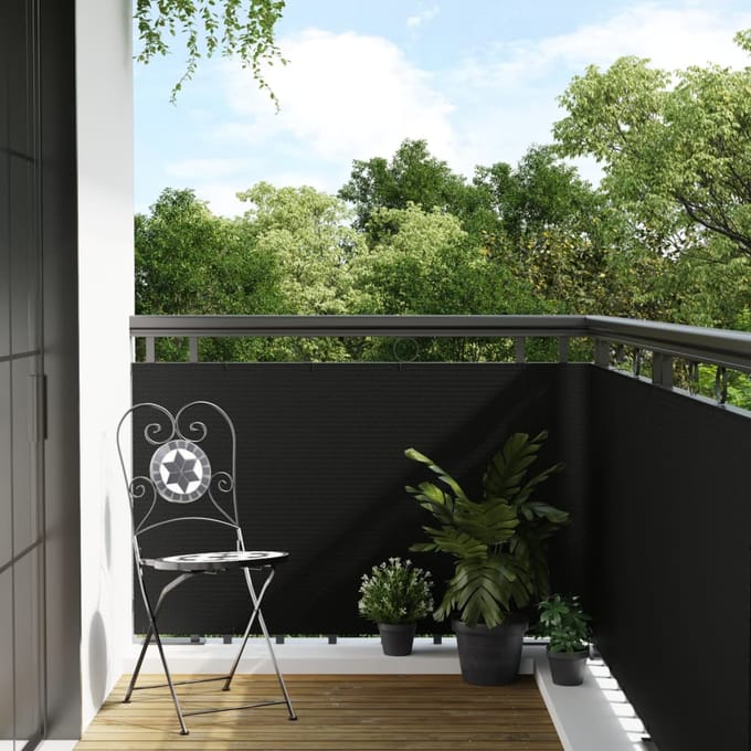 vidaXL - Balkonscherm - 1000x90 - cm - poly - rattan - zwart