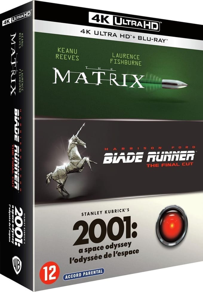 Science Fiction Collection (4K Ultra HD Blu-ray)  The Matrix, Blade Runner: The Final Cut en 2001: A Space Odyssey.