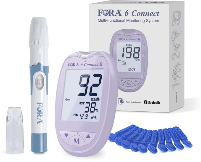 FORA 6 connect meter_Paars (mmol/l) - (te gebruiken als: Ketonen Meter - Urinezuur Meter - Cholesterol Meter - Glucosemeter)