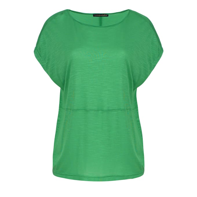 Groene stretch jersey mouwloze top