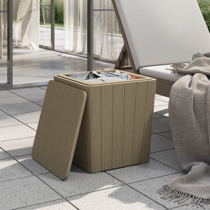 vidaXL - Tuintafel - met - afneembaar - deksel - polypropeen - lichtbruin
