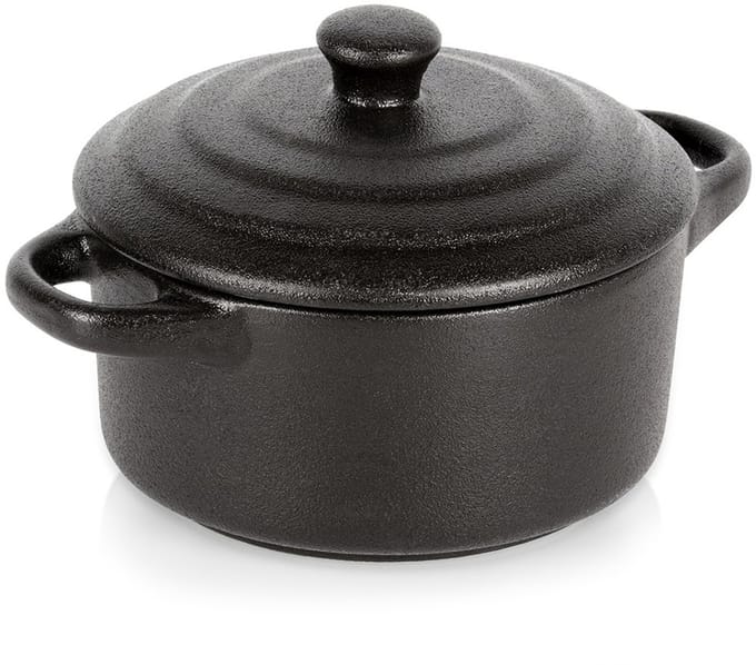 Vilde – Porseleinen Ovenschaal – 450 ml – Zwart – Inclusief Deksel