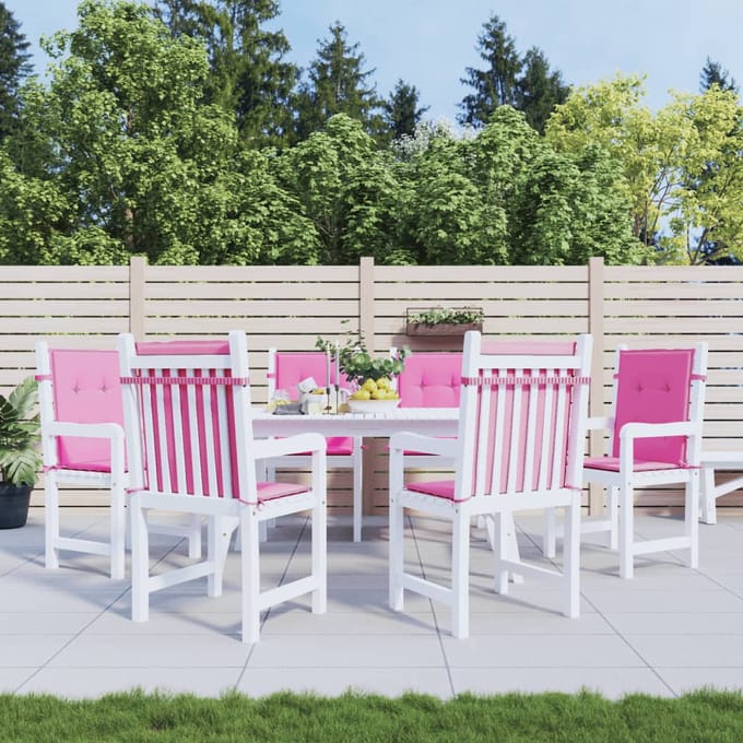 vidaXL - Stoelkussens - 6 - st - lage - rug - stof - roze