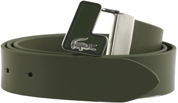 LACOSTE Leren Riem Plain Leather Belt W100 Escadron Olijfgroen
