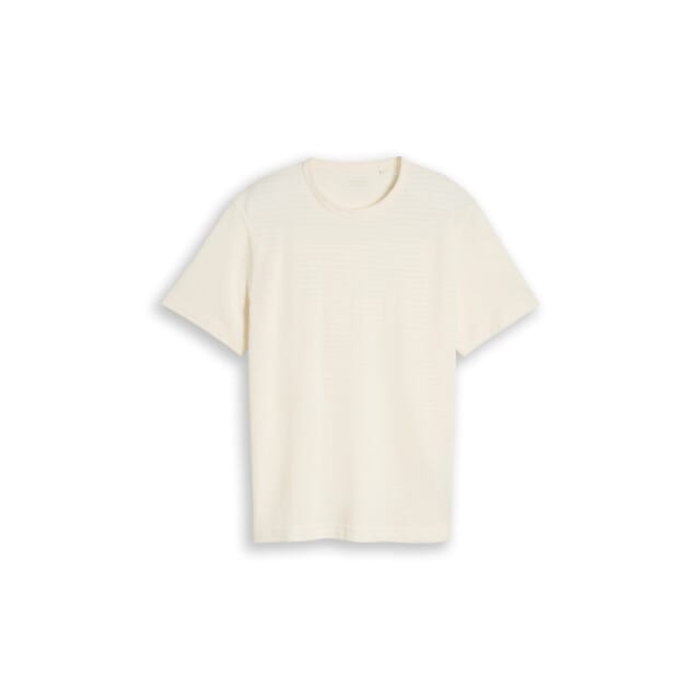 Tom Tailor - T-shirt van zware katoenen jersey - Maat M - Gardenia White