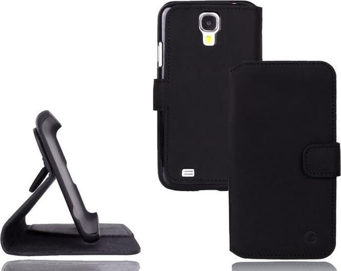 GUARD Lederen booktype hoes voor Samsung Galaxy S4 mat zwart