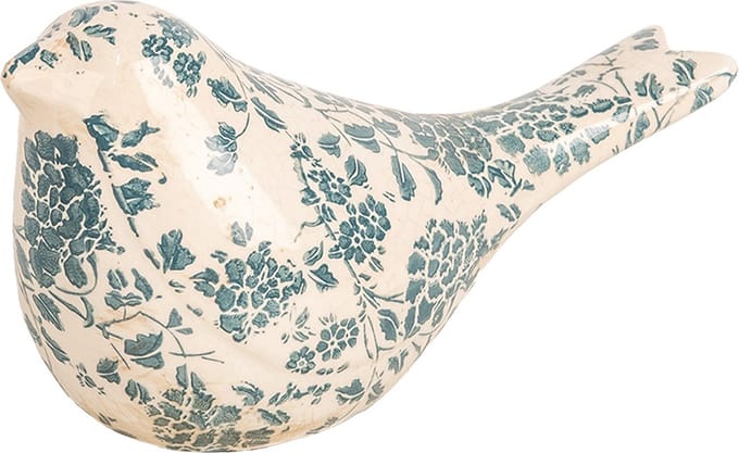 Clayre & Eef Decoratie Beeld Vogel 22x9x12 cm Beige Keramiek