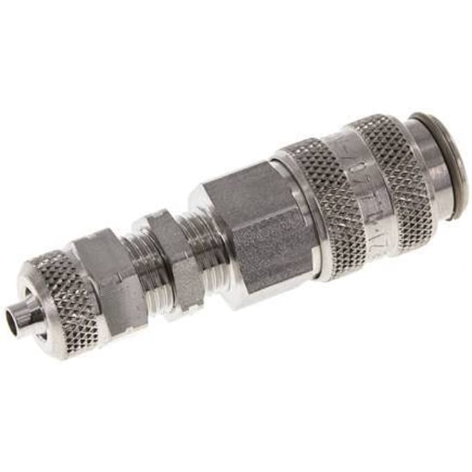 RVS 306L DN 5 Luchtkoppeling Snelkoppeling 4x6 mm Push-On Schotkoppeling Double Shut-Off - CLS5-NB-SSL-SV-P-4