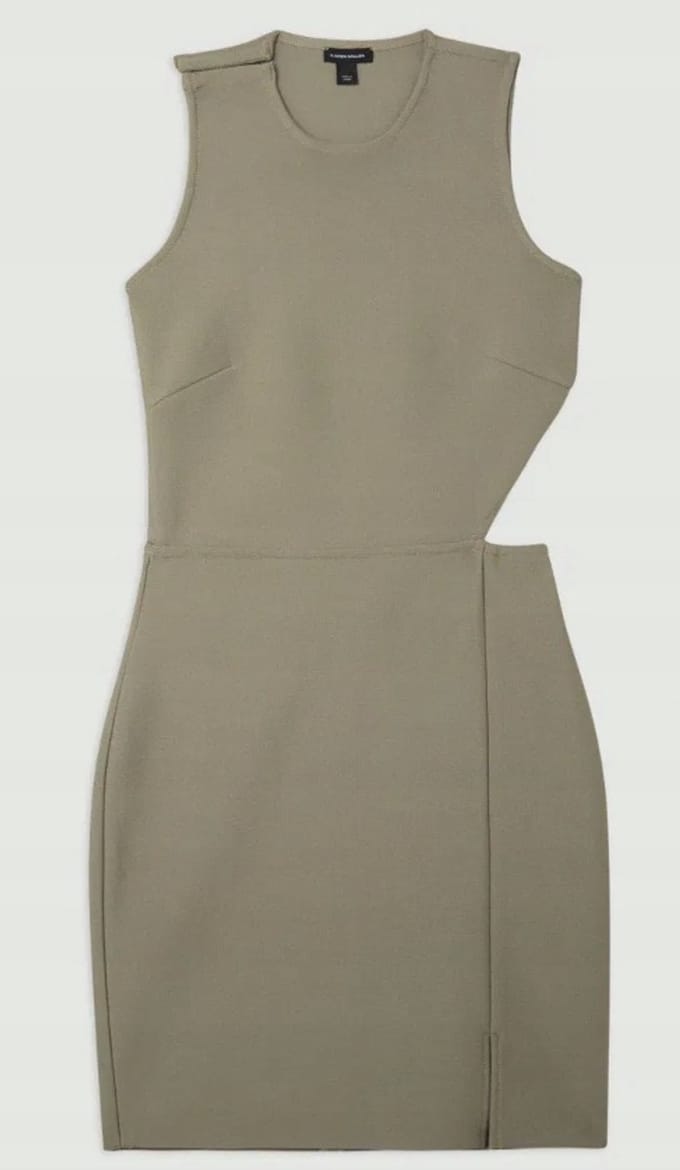 Karen Millen - Petite Khaki Mini Jurk - S - Polyester & Elastan
