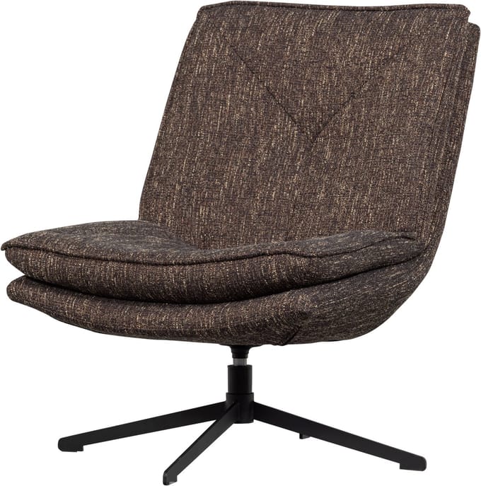 WOOOD Milaro Draaifauteuil - Polyester - Bruin Melange - 88x75x94