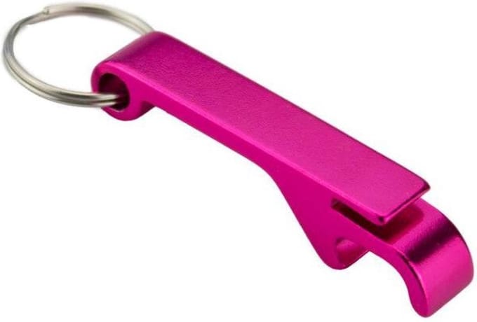 Flesopener sleutelhanger - Bierfles openen - Keychain bottle opener - Cadeau - Compact - Roze - Jonyx