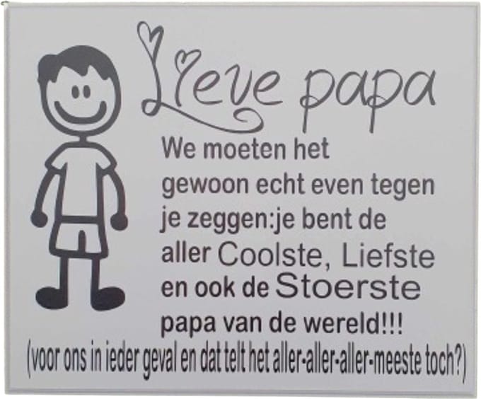 Tekstbord - spreukenbord lieve papa stoer - lief - cool