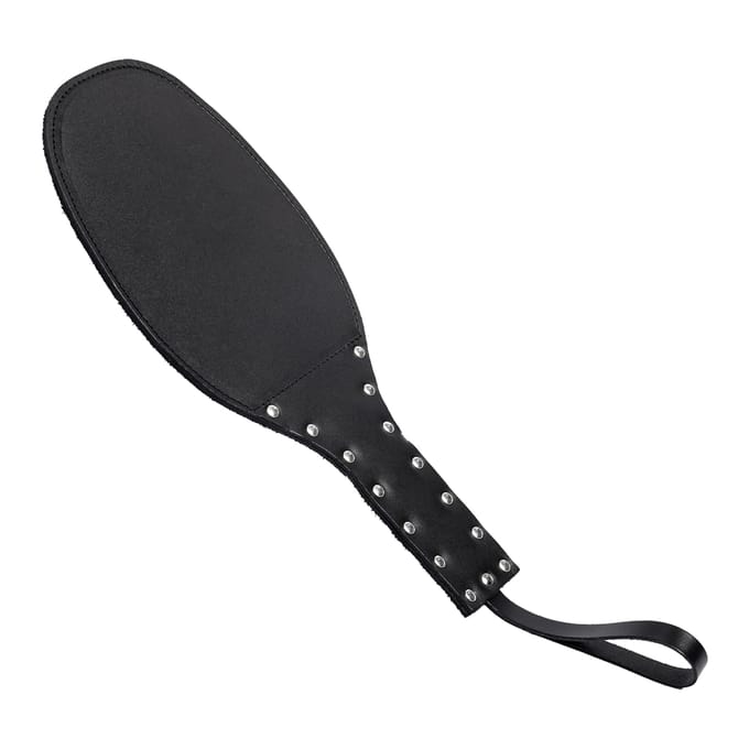 Rimba - Lederen Plak - Paddle - Handvat met Studs - Zwart