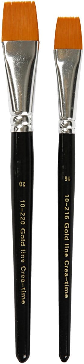 Gold Line penselen, afm 16+20, L: 19-20 cm, B: 17-24 mm, plat, 2 stuk