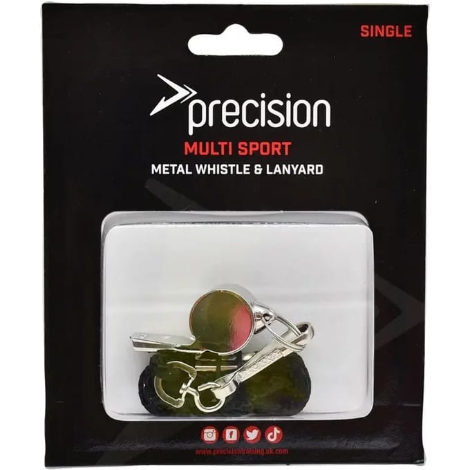 Precision Scheidsrechtersfluitje Met Koord Staal Zwart/zilver
