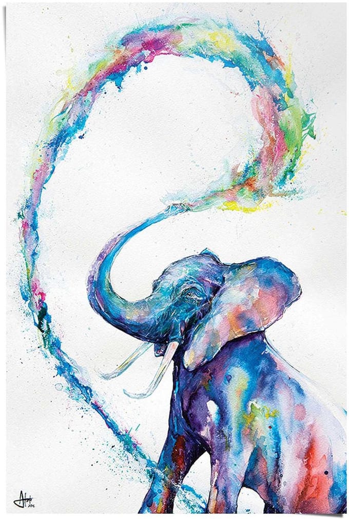Poster Olifant - 91,5 x 61 - Papier - REINDERS