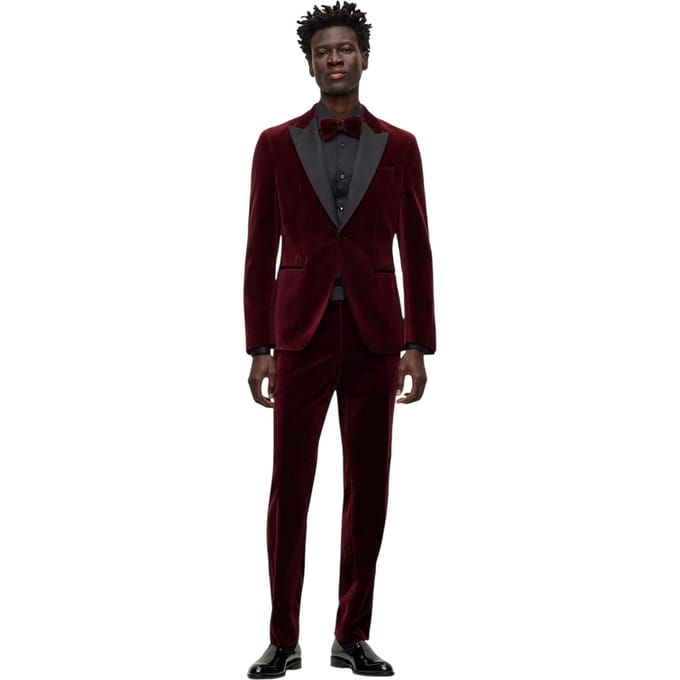 Boss Heren C-Genius smokingbroek (Donkerrood)