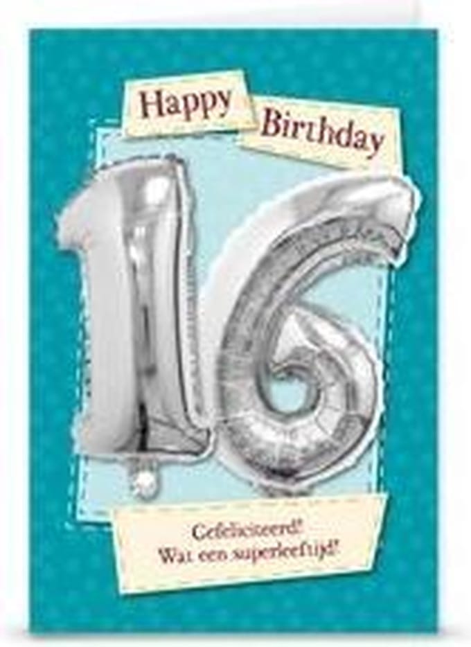 Miko - Kaart - Leeftijdballon - 16 Jaar