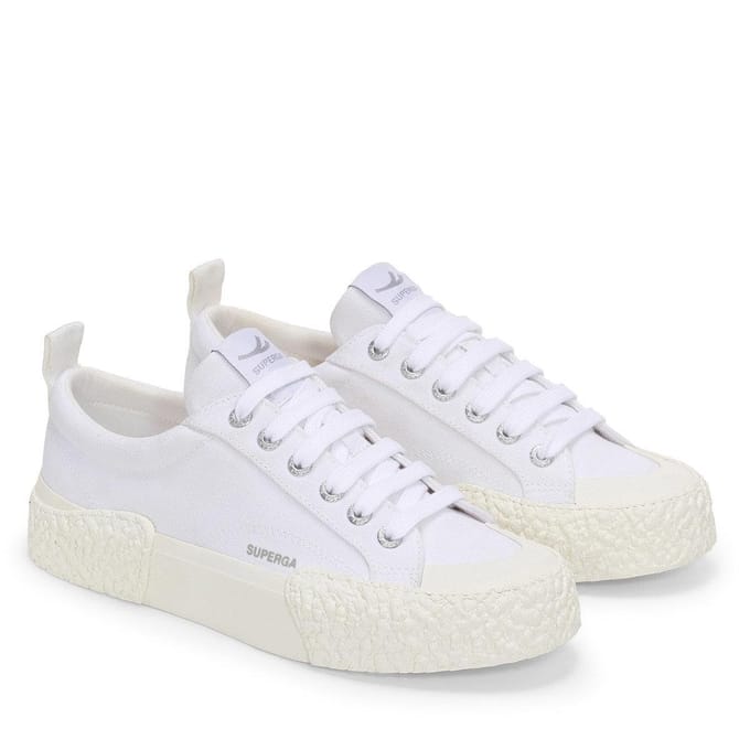Superga Unisex 2660 Stripe Big Bumpers Trainers voor volwassenen (Wit/ gebroken wit)