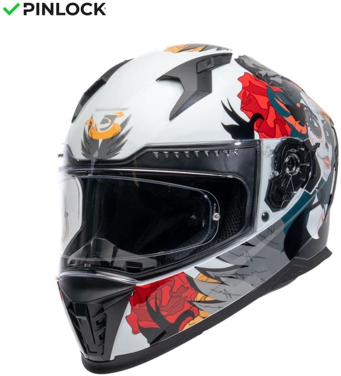 MOTOBLOUZ EROS CALAVERA Integraalhelm - ECE 22.06 gekeurde Helm Scooter, Motor & Brommer - Heren & Dames - Wit - M